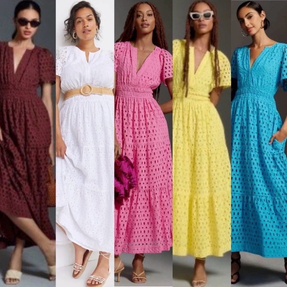 Anthropologie Somerset Eyelet Maxi Dress Chocolate Brown - M - Picture 4 of 8